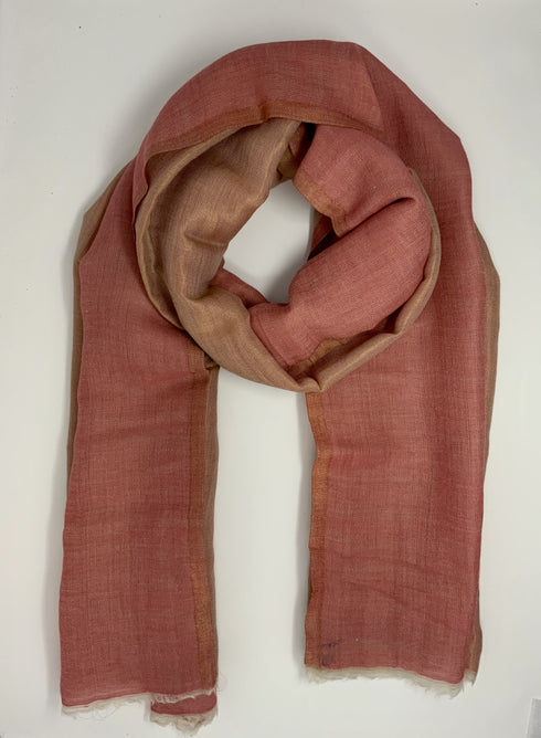 Cashmere with Gold Thread Reversible Plain - Shades of Pink