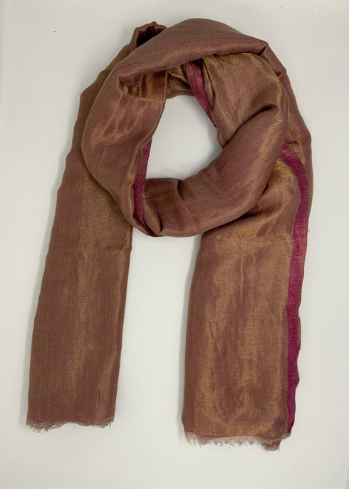 Cashmere with Gold Thread Reversible Plain - Shades of Pink