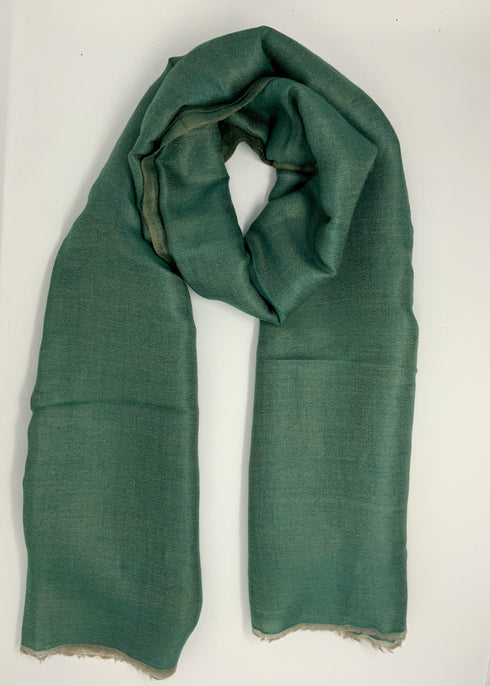 Cashmere with Gold Thread Reversible Plain - Shades of Green