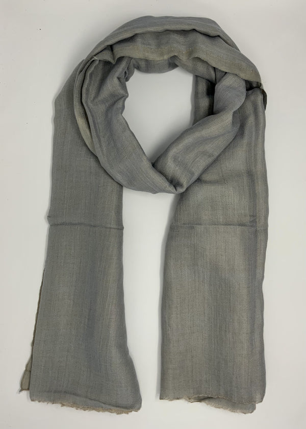 Cashmere with Gold Thread Reversible Plain - Shades of Grey