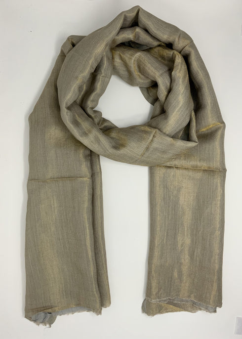 Cashmere with Gold Thread Reversible Plain - Shades of Grey