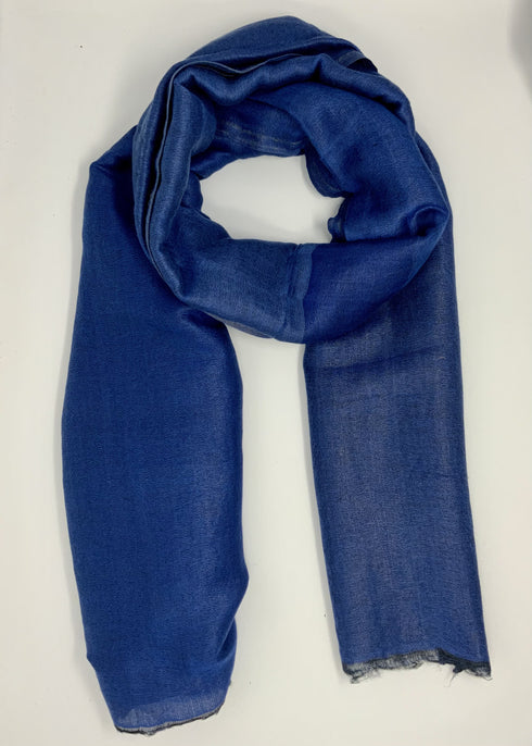 Cashmere with Gold Thread Reversible Plain - Shades of Blue