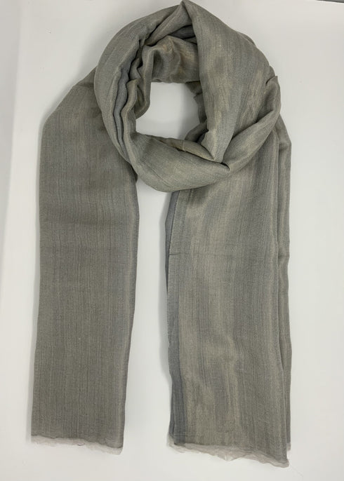 Cashmere with Gold Thread Reversible Plain - Shades of Grey