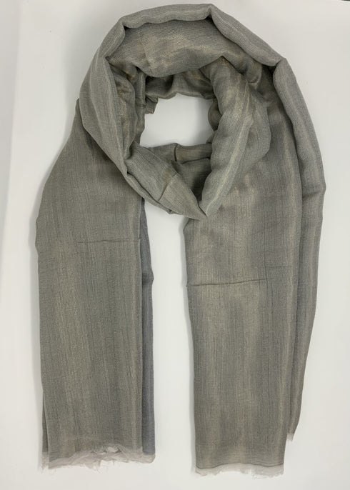 Cashmere with Gold Thread Reversible Plain - Shades of Grey
