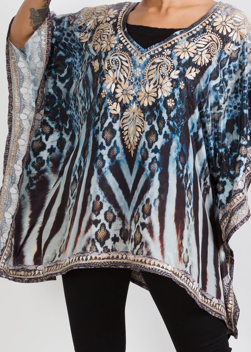 Modern Prints and Embellished Top - Animal Print